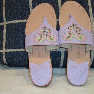 Jack Rogers Gemini Leather Thong Sandals Size 6.5M Lilac NEVER WORN!